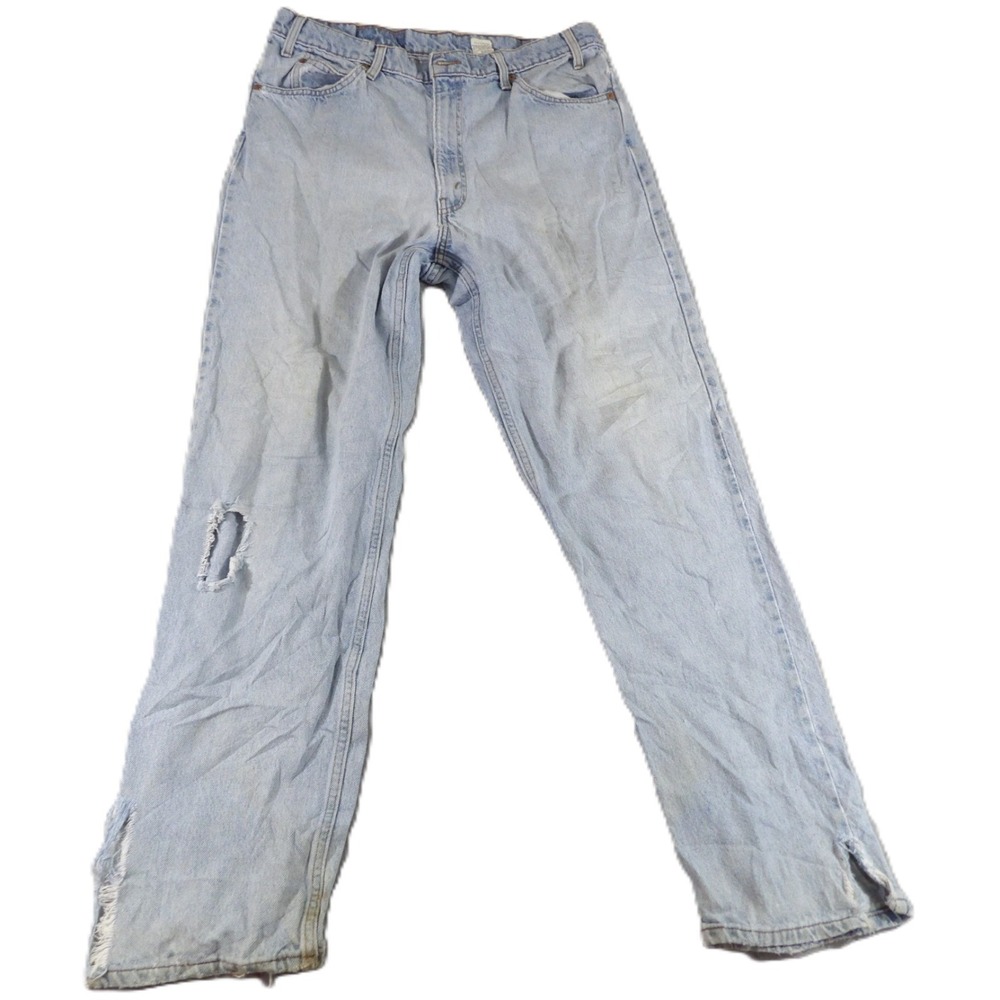 VTG Levi's 550 Orange Tab Jeans Men 38x34 Relaxed Fit Light Wash Distressed 90s